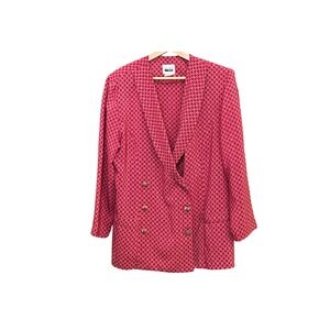 Vintage Leslie Fay Red Double Breasted Blazer Coastal Chic Nautical Lightweight